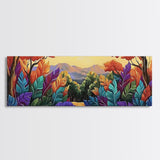 Autumn Forest Path, Colorful Fall Foliage Trail, Vibrant Nature Design, Framed Canvas Print, Cozy Hallway Art, Fall Living Room