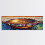 Gold Coins, Water Bowl, Vibrant Still Life, Framed Canvas Print, Kitchen Wall Art, Autumn Accent, Southwestern Art, Colorful Painting