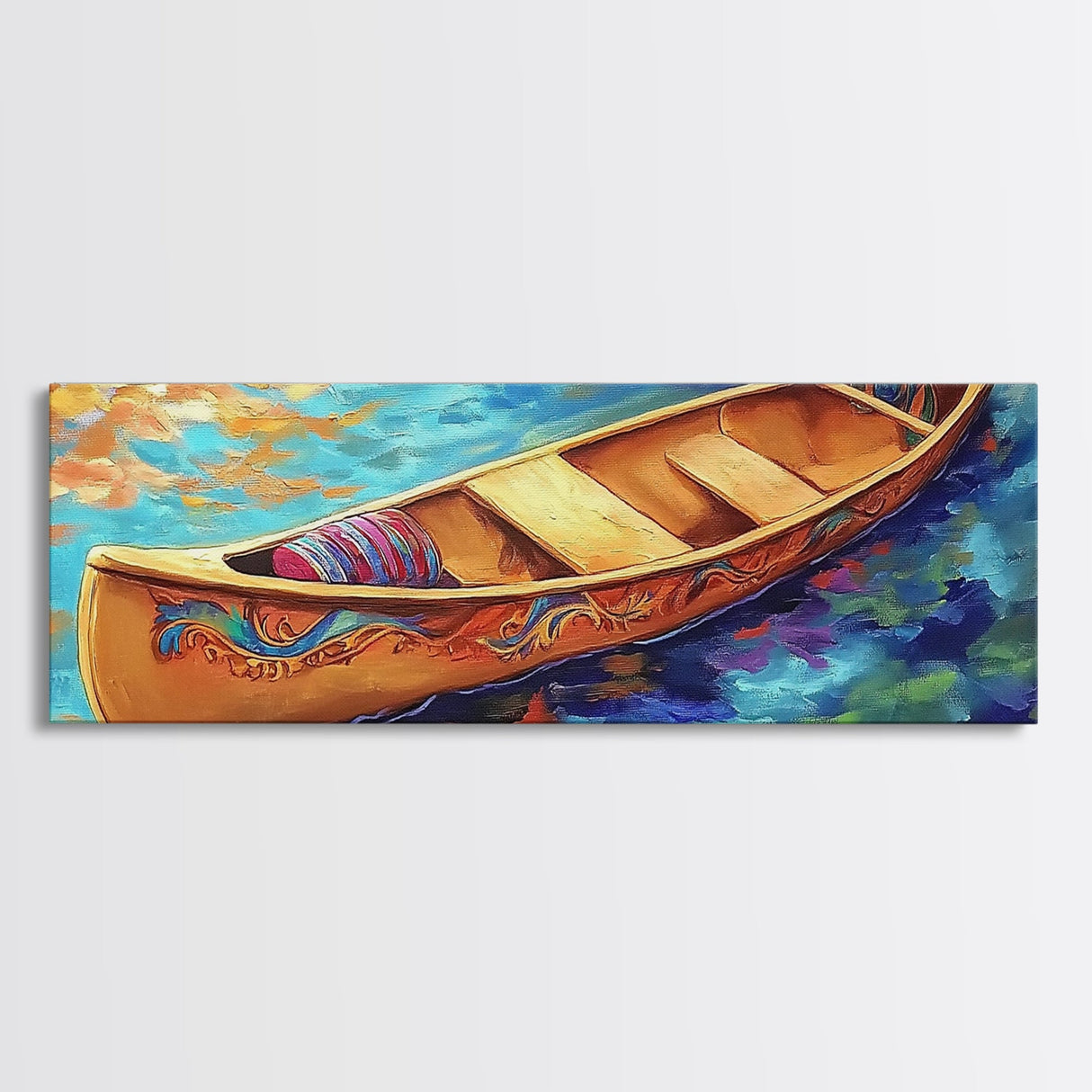 Canoe Reflections, Still Water, Nature Adventure, Relaxing Vibe, Canvas Print, Lake House Decor, Peaceful Boho Wall Art