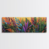 Tropical Leaves, Jungle Garden, Sunset Foliage, Kitchen Decor, Canvas Print, Bright Botanical Art, Vibrant Plant Wall Art