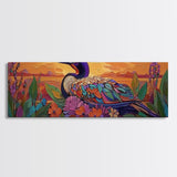 Sunset Bird, Floral Loon, Vibrant Nature, Colorful Wildlife, Canvas Print, cabin wall art, rustic boho art, birdwatcher gift
