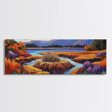 Autumn Lake, Purple Trees, Fall Landscape, Colorful Reflections, Framed Canvas Print, Cabin Wall Art, Cozy Fall Decor, Nature Inspired