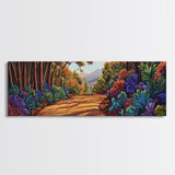 Forest Path, Nature Walk, Vibrant Trail, Framed Canvas Print, woodland art, rustic cabin decor, Autumn wall piece, nature lover gift