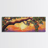 Tropical Tree Sunset, Ocean View Art, Island Vibes, Framed Canvas Print, Beach House Decor, Sunset Wall Art, Coastal Boho Art