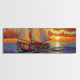 Sunset Sailboat Dream, Vibrant Ocean Painting, Nautical Coastal Wall Art, Canvas Print, Beach House Decor, Living Room Statement Piece