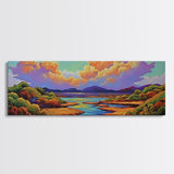 Serene River Sunset, Colorful Landscape Reflection, Nature Wall Scene, Framed Canvas Print, Bedroom Wall Art, Calming Scenic Artwork