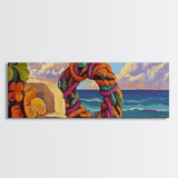 Coastal Wreath Art, Nautical Vibes, Colorful Rope, Framed Canvas Print, Beach House Wall Art, Summer Home Decor, Tropical Boho Art