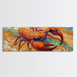 Lobster Beach Art, Ocean Colors, Bold Seafood, Seaside Fun Framed Canvas Print, Kitchen Wall Art, Nautical Beach House Decor