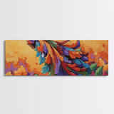 Tropical Parrot, Feathers Bloom, Jungle Vibes, Framed Canvas Print, Bright Animal Wall Art, Boho Living Room Decor, Bold Colors