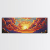 Sunset Serenity Sky, Mountain Glow Art, Dreamy Landscape Painting, Canvas Print, Peaceful Wall Decor, Living Room or Meditation Space
