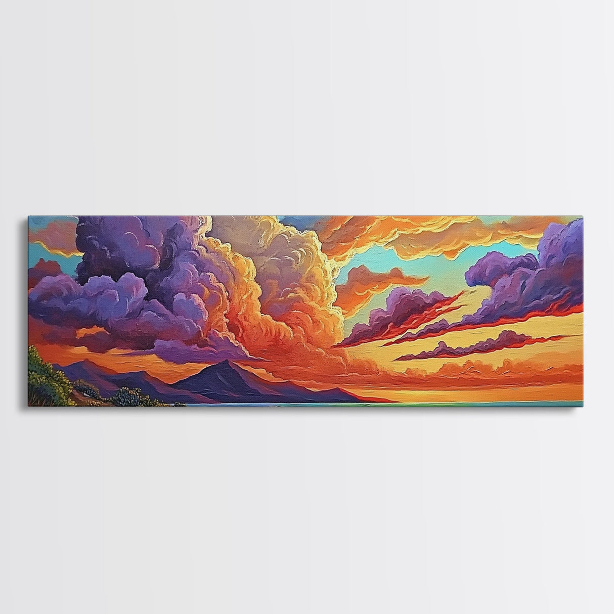Stormy Sunset, Coastal Skies, Mountain Ocean View, Dramatic Cloudscape, Canvas Print, Living Room Wall Art, Landscape Statement Art