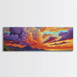 Stormy Sunset, Coastal Skies, Mountain Ocean View, Dramatic Cloudscape, Canvas Print, Living Room Wall Art, Landscape Statement Art