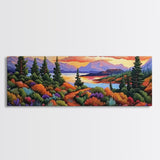 Autumn Mountain Trail, Sunset Path, Nature Landscape, Framed Canvas Print, Cabin Decor, Fall Colors, Living Room Wall Art, Rustic Art