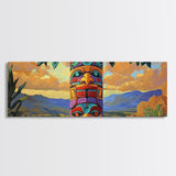 Totem Pole Art, Southwest Style, Desert Sky, Framed Canvas Print, Native Inspired, Living Room Wall Art, Cultural Landscape