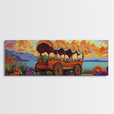 Flower Wagon, Sunset Trail, Wildflower Garden, Rustic Charm, Framed Canvas Print, Autumn Wall Art, Living Room Decor, Country Farmhouse Art