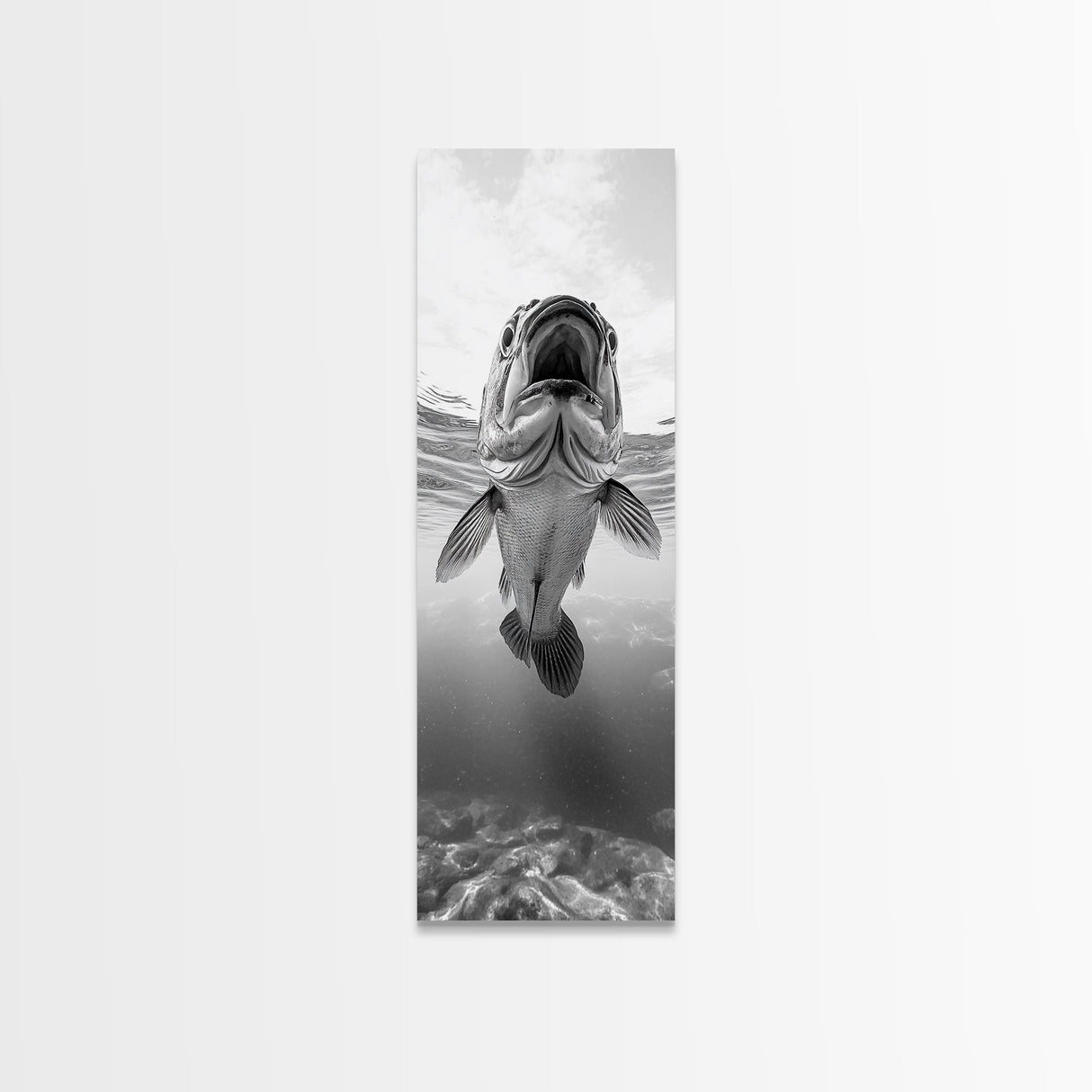 Underwater Fish, Marine Life, Ocean Perspective, Bold Wildlife, Aquatic Beauty, Framed Canvas Print, Kids Room Wall Art, Nautical Style Decor