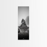 Foggy Island Trees, Pacific Northwest Nature, Moody Wall Art, Framed Canvas Print, Rustic Cabin Decor, Minimalist Forest Print