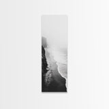 Foggy Cliffs, Ocean Shoreline, Monochrome Beach, Canvas Print, Black and white beach art, Coastal minimalist hallway decor, Modern seascape gift