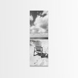 Ocean View Chair, Sandy Dunes, Seaside Retreat, Minimalist Beach, Calm Vibes, Framed Canvas Print, Bedroom Wall Art, Coastal Cottage Style