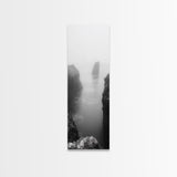 Foggy Cliffs, Coastal Serenity, Ocean Landscape, Nature Photography, Framed Canvas Print, Minimalist Wall Art, Bedroom Wall Decor
