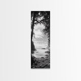 Island View, Forest Coastline, Secluded Shore, Tranquil Ocean Scene, Canvas Print, Boho Decor, Entryway Wall Art, Nature Wall Aesthetic