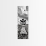 Rustic Cabin, Country Path, Prairie Landscape, Black and White Photo, Framed Canvas Print, Farmhouse Wall Art, Autumn Decor, Nature Style