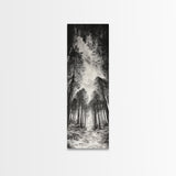 Pine Forest, Nature Path, Tree Canopy, Tranquil Woods, Canvas Print, Forest Wall Art, Minimalist Nature Decor, Meditation Room Artwork