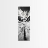 Glacier Trail, Snowy Valley, Black and White Mountain Art, Crevasse Texture, Canvas Print, Winter Landscape, Office Print, Entry Wall Art