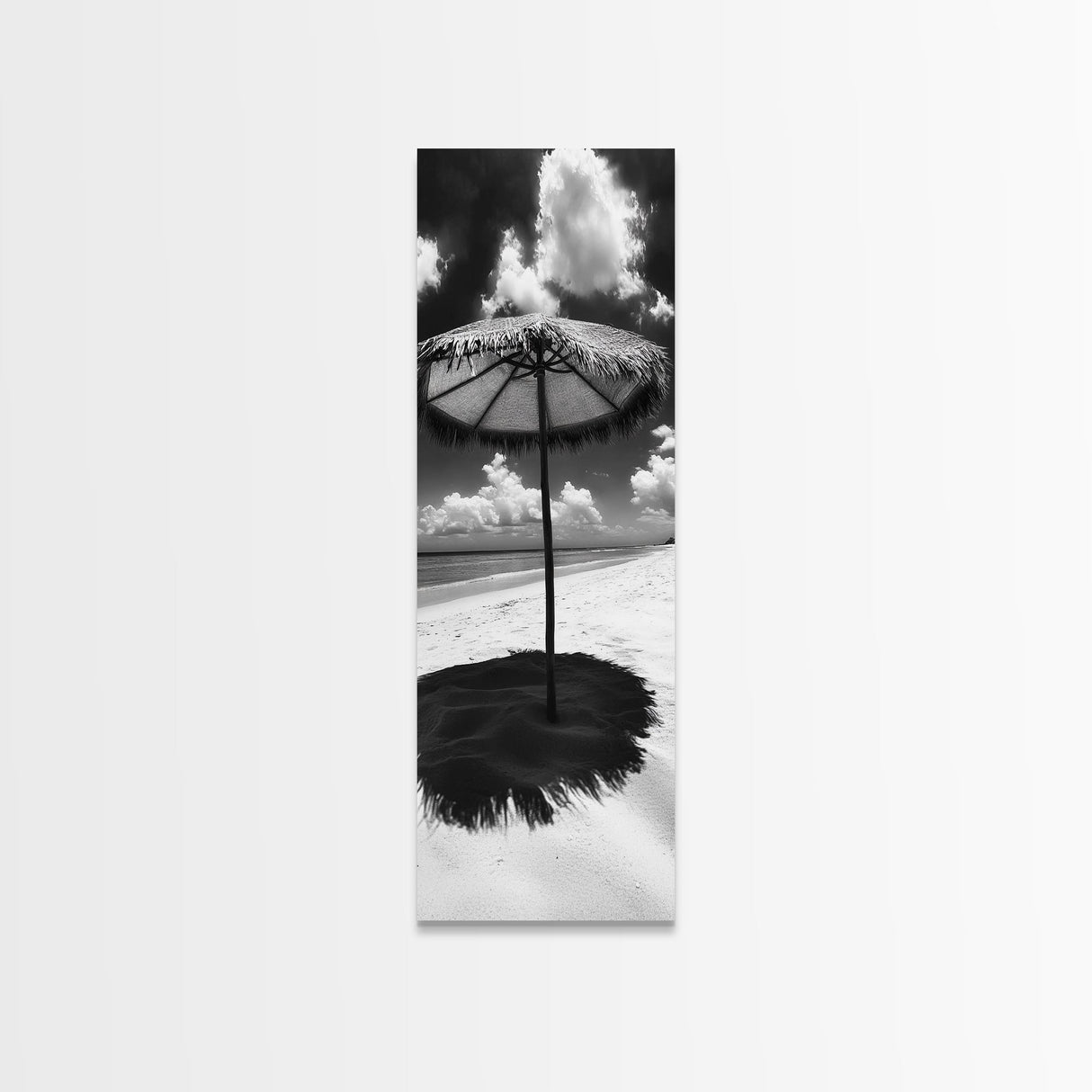 Beach Umbrella, Summer Shade, Ocean Serenity, Island Dreams, Coastal Peace, Framed Canvas Print, Living Room Wall Art, Boho Tropical Décor