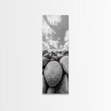 Granite Boulders, Coastal Rocks, Ocean Horizon, Dramatic Clouds, Framed Canvas Print, Nature Wall Art, Modern Beach House Decor