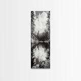 Forest Reflection, Tranquil Lake, Evergreen Woods, Wilderness Scene, Canvas Print, Rustic Cabin Wall Decor, Nature Photography Art