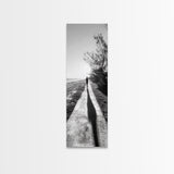 Walkway Shadows, Coastal Path, Minimalist Silhouette, Black and White Art, Framed Canvas Print, Hallway Decor, Calm Modern Wall Art