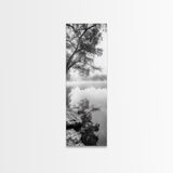 Misty Lake, Tree Reflection, Tranquil Morning, Framed Canvas Print, Bedroom Wall Art, Serene Nature Photography, Minimalist Art Style