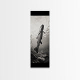 Rising Trout, Underwater Fish, Nature Close-Up, Canvas Print, Cabin Wall Art, Rustic Decor, Fishing Lover Gift, Black and White Art