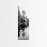 Cabin Reflection, Still Water, Forest Escape, Nature Retreat Art, Framed Canvas Print, Lakehouse Decor, Fall Cabin Scene, Cozy Rustic Wall Art