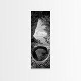 Ocean Cave, Coastal View, Natural Tide Pool, Canvas Print, Bathroom Wall Art, Seaside Decor, Minimalist Landscape, Black and White Art