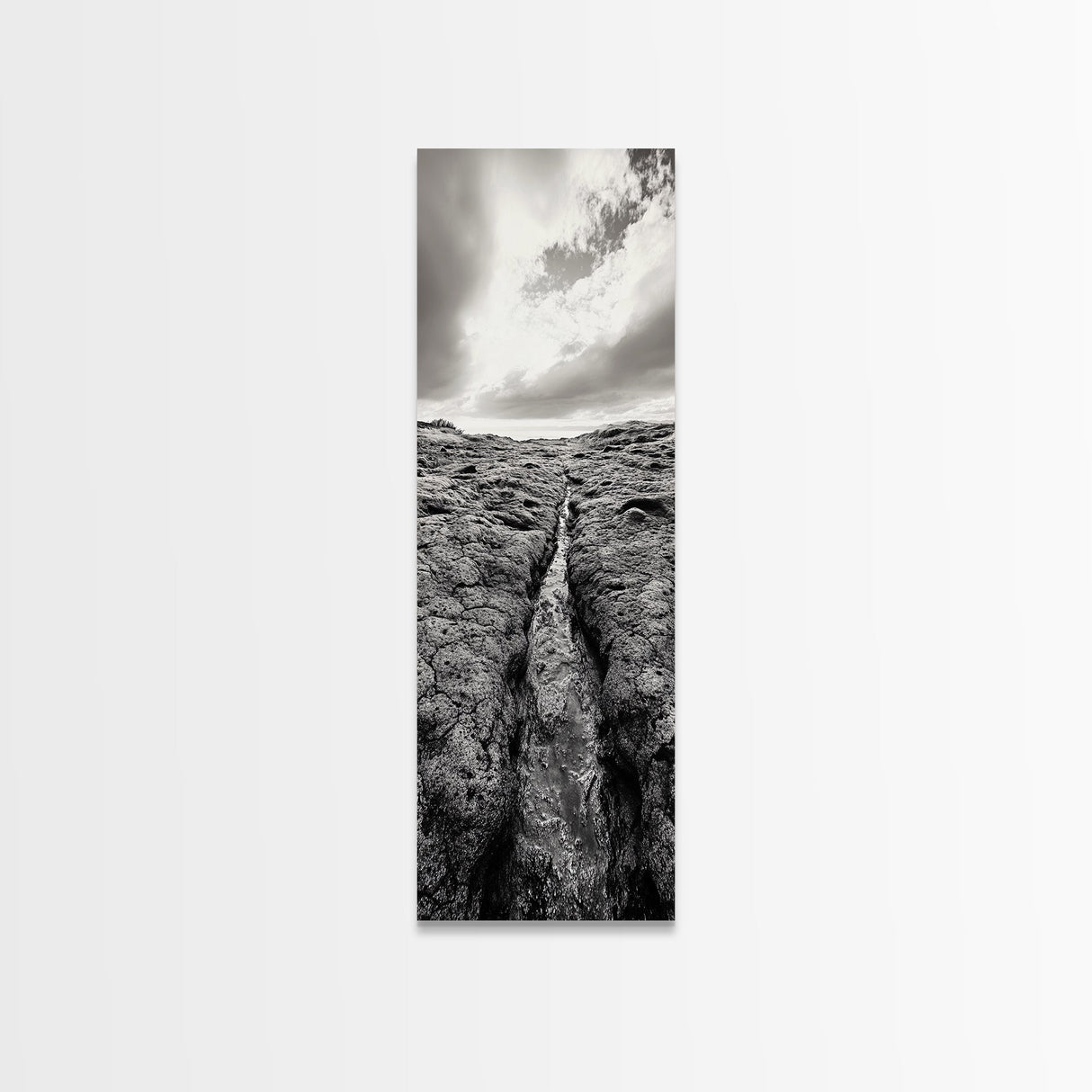Lava Rock Path, Ocean Texture, Earth Flow, Framed Canvas Print, Coastal Bathroom Decor, Minimalist Natural Art, Moody Landscape Print