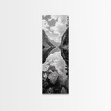 Reflective Lake, Cloud Mirror, Mountain Calm, Canvas Print, Serene Bedroom Wall Art, Nature Tranquility, Scandinavian Landscape Style