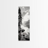 Mountain Lake Peace, Still Water View, Nature Escape, Framed Canvas Print, Living Room Wall Art, Nordic Cabin Decor, Minimal Landscape