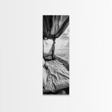 Coastal Bed View, Ocean Canopy, Seaside Rest, Framed Canvas Print, Boho Bedroom Wall Art, Rustic Beach Photography, Nature Retreat Decor