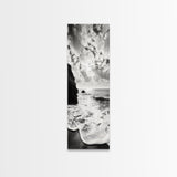 Ocean Sunset Foam, Coastal Waves Print, Seascape Minimalist, Fall Bathroom Decor, Canvas Print, Black White Beach Photography