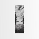 Seaside Cliffs, Ocean Gateway, Tranquil Cove, Framed Canvas Print, Nautical Wall Art, Modern Coastal Decor, Neutral Beach Style