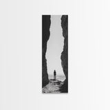 Lone Cowboy, Cliff View, Western Vibes, Silhouette Minimalist, Framed Canvas Print, Farmhouse Wall Art, Masculine Desert Decor