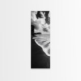 Shoreline Edge, Ocean Waves, Coastal Horizon, Framed Canvas Print, Black and White Beach Art, Bathroom Art, Entryway Wall Decor