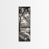 Autumn Forest Light, Peaceful Woodland Canopy, Fall Vibes Scene, Framed Canvas Print, Cozy Living Room Art, Entryway Wall Art