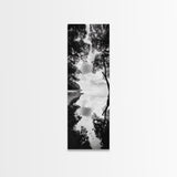 Misty Lake, Nature Reflection, Tranquil Waters, Monochrome Trees, Framed Canvas Print, Minimalist Wall Art, Bathroom or Hallway Decor