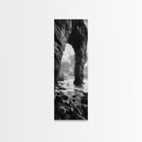 Sea Arch, Coastal Rocks, Ocean Waves, Dramatic Sky, Framed Canvas Print, Coastal Wall Art, Minimalist Beach House Decor, Bedroom Artwork