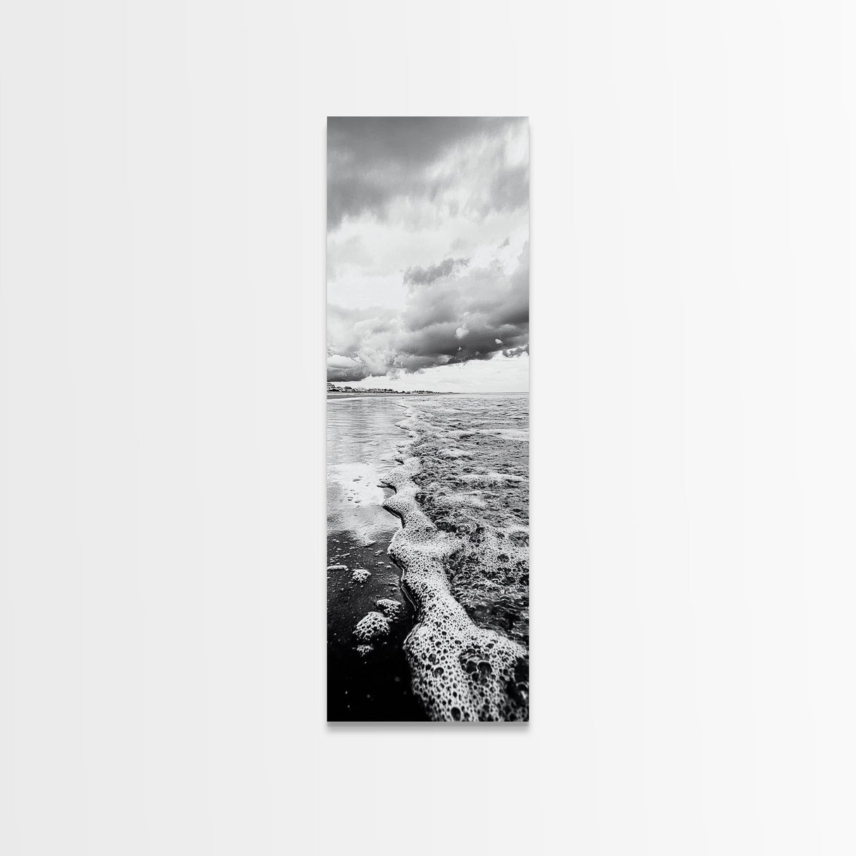 Stormy Waves, Sea Foam, Coastal Ocean, Canvas Print, Moody Seascape, Neutral Wall Art, Beach Bathroom or Entryway Home Decor