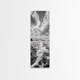 Sparkling Ocean, Cloud Horizon, Sea Breeze, Framed Canvas Print, Bright Coastal Art, Bathroom or Living Room Summer Vibe Wall Decor