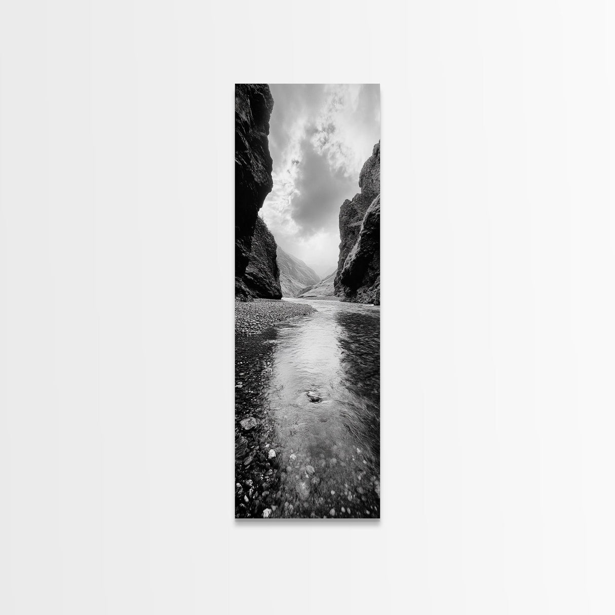 Mountain Valley, Serene Stream, Canyon Light, Framed Canvas Print, Peaceful Nature Scene, Bedroom or Study Minimalist Wall Decor